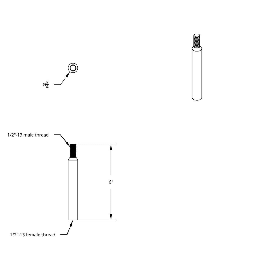 6" Shifter Shaft Extension - Matte Black