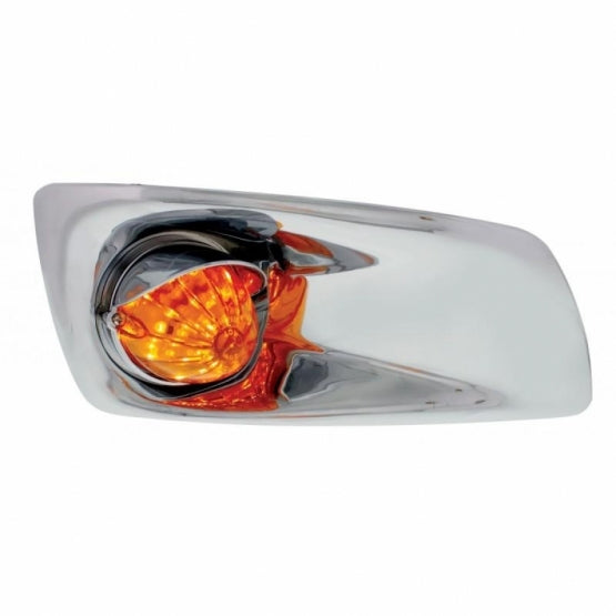 Fog Light Cover With 19 LED Watermelon Light &amp; Visor For 2007-17 KW T660 (Passenger) - Amber LED/ Amber Lens