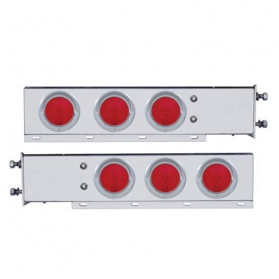 3-3/4" Bolt Pattern Stainless Spring Loaded Light Bar With 6X 4" Lights & Visors (Pair)