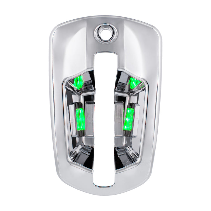 6 LED Chrome Door Handle Cover For 2018-2024 Freightliner Cascadia - Passenger, Green LED