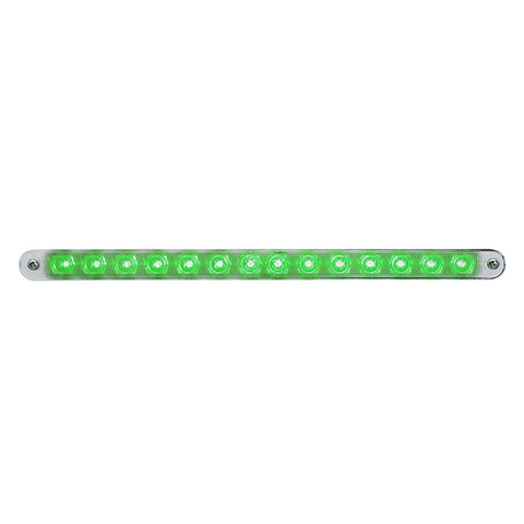 14 LED 12" Auxiliary strip Light With Bezel - Green LED/Clear Lens