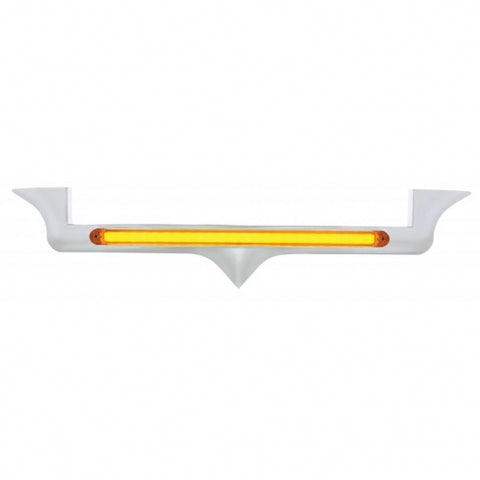 Chrome Hood Emblem Trim With 24 LED GloLight Bar For Kenworth - Amber LED/Amber Lens