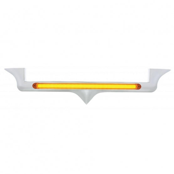 Chrome Hood Emblem Trim With 24 LED GloLight Bar For Kenworth - Amber LED/Amber Lens