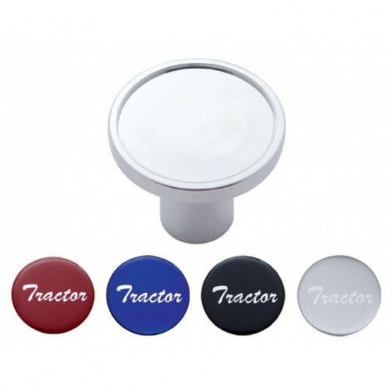 "Tractor" Chrome Aluminum Screw-On Air Valve Knob With Multi Color Glossy Sticker