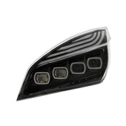 Black Quad-LED Headlight With LED DRL & Seq. Signal For 2018-2024 Freightliner Cascadia - Driver