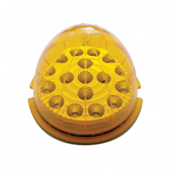 Fog Light Cover With 17 Amber LED Clear Style Reflector Light &amp; Visor For 2007-17 KW T660- Passenger -Amber Lens