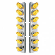 SS Front Air Cleaner Brkt With 14X 11 Amber LED Watermelon Light & Visor Bezel For KW Trucks-Amber Lens