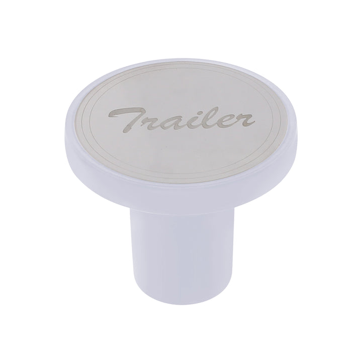Aluminum Screw-On Air Valve Knob With Stainless Trailer Plaque - Pearl White