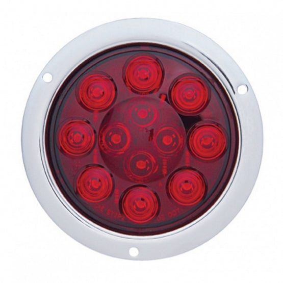 12 LED 4" Round Flange Mount Light (Stop, Turn &amp; Tail) - Red LED/Red Lens
