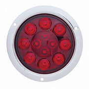 12 LED 4" Round Flange Mount Light (Stop, Turn & Tail) - Red LED/Red Lens