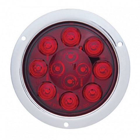 12 LED 4" Round Flange Mount Light (Stop, Turn & Tail) - Red LED/Red Lens