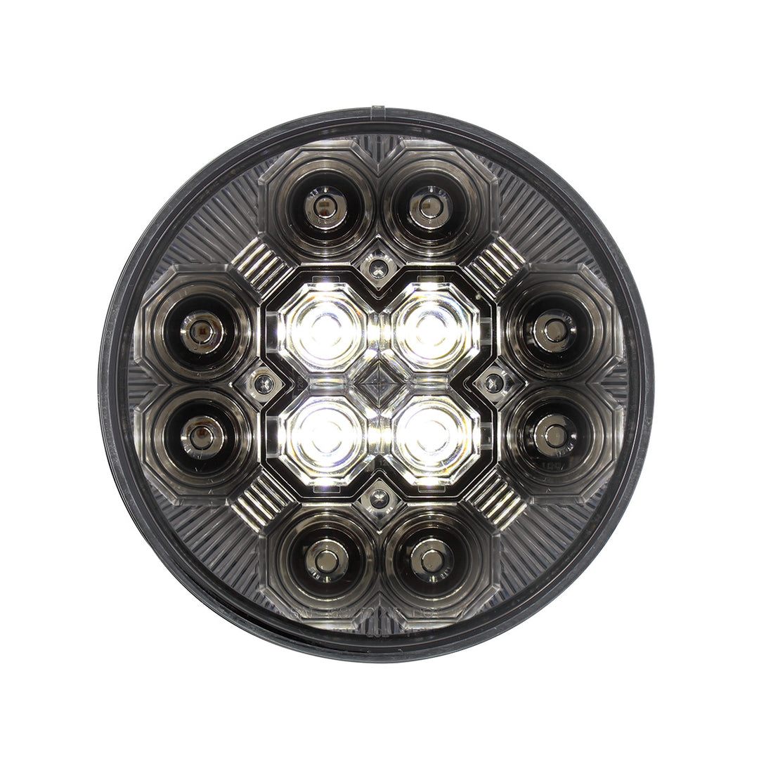 4" Round Combo Light With 12 LED Stop, Turn &amp; Tail &amp; 16 LED Back-Up - Red LED/Clear Lens