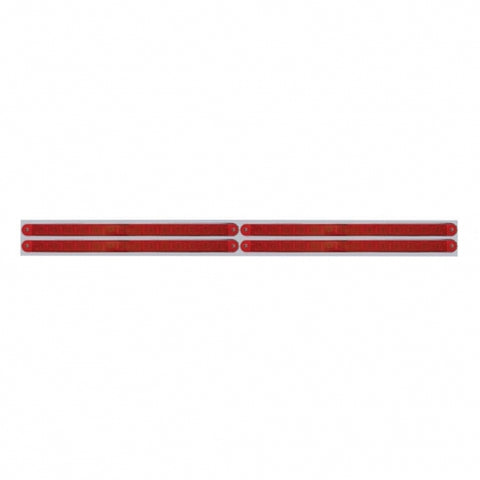 Chrome Top Mud Flap Plate With Four 14 LED 12" Light Bars - Red LED/Red Lens (Each)