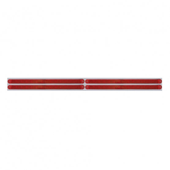 Chrome Top Mud Flap Plate With Four 14 LED 12" Light Bars - Red LED/Red Lens (Each)