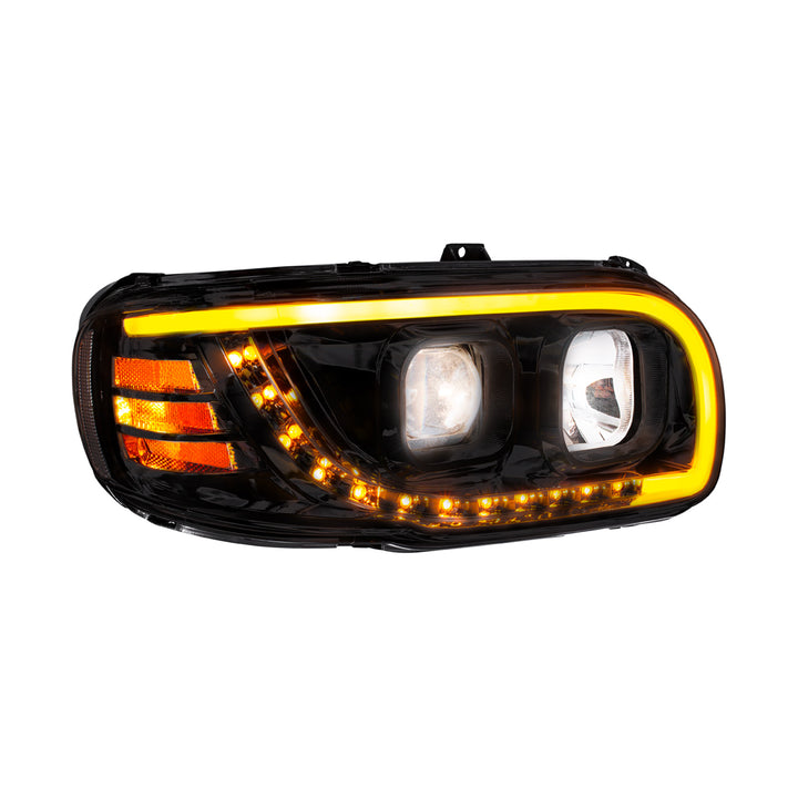 Blackout Projection Headlight With LED Turn Signal &amp; Light Bar For 2008-2024 Peterbilt 389-Passenger