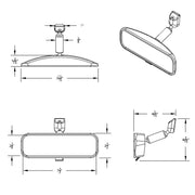 8" Black Day/Night Interior Rearview Mirror Assembly - Glue-On Mount
