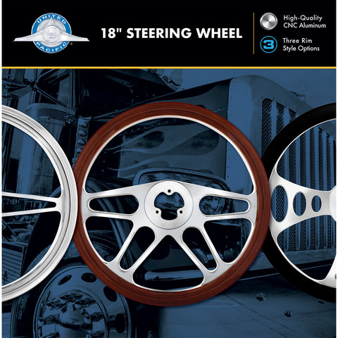 18" Chrome Aluminum "3-Spoke" Style Steering Wheel