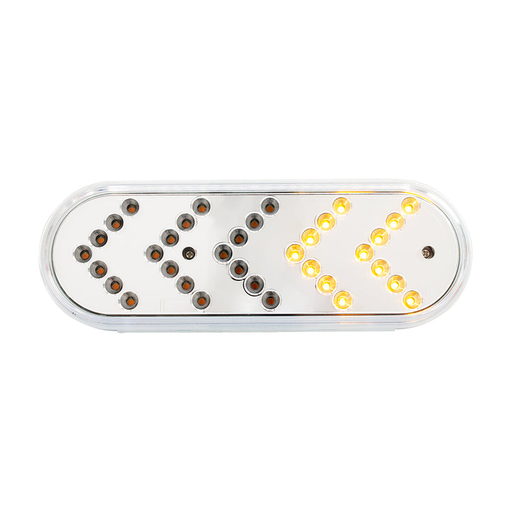 35 LED 6" Reflector Oval Sequential Turn Signal Light - Amber LED/Clear Lens
