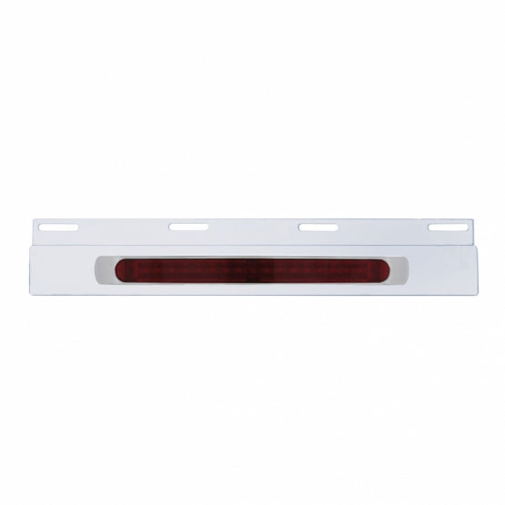 Stainless Top Mud Flap Plate With 19 LED 17" Light Bar & Bezel - Red LED/Red Lens (Each)