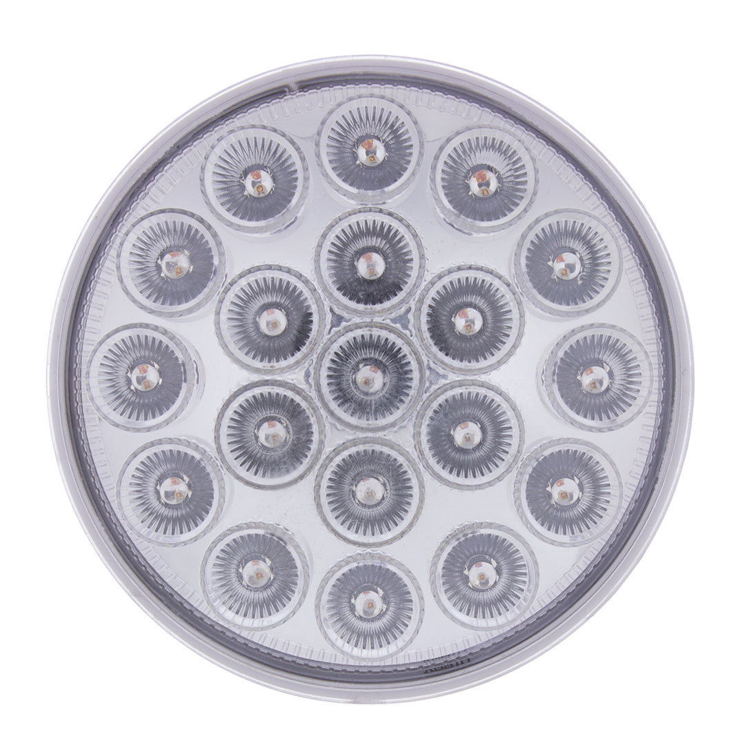 19 LED 4" Round Double Fury Light (Stop, Turn, Tail) With Warning Light - Red &amp; Amber LED/Clear Lens