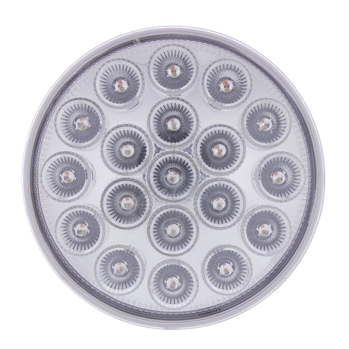 19 LED 4" Round Double Fury Light (Stop, Turn, Tail) With Warning Light - Red &amp; Amber LED/Clear Lens