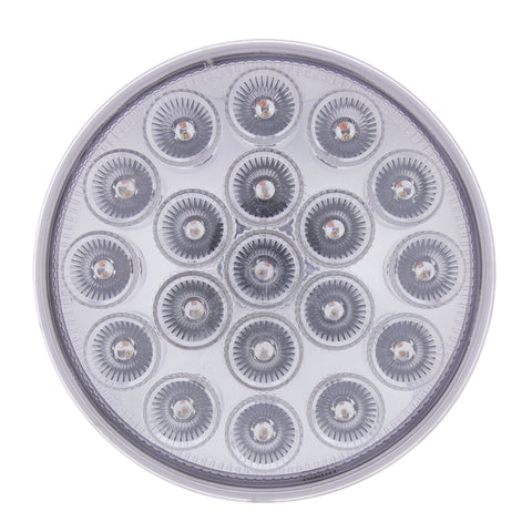 19 LED 4" Round Double Fury Light (Stop, Turn, Tail) With Warning Light - Red & Amber LED/Clear Lens