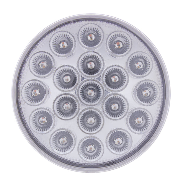 19 LED 4" Round Double Fury Light (Stop, Turn, Tail) With Warning Light - Red & Amber LED/Clear Lens