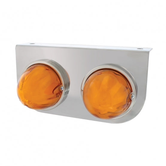 Stainless Light Bracket With 2X 9 LED Dual Function Watermelon GloLight - Amber LED/Amber Lens