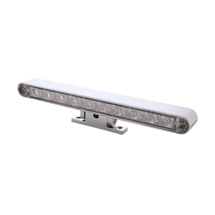 Chrome 10 LED Light Bar With 180 Degree Swivel Base - Dual Function Amber LED/Clear Lens