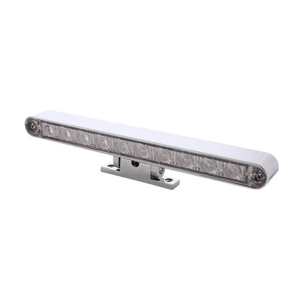 Chrome 10 LED Light Bar With 180 Degree Swivel Base - Dual Function Amber LED/Clear Lens