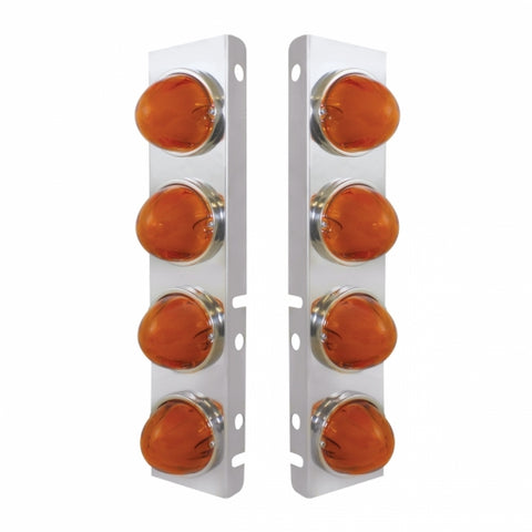 SS Front Air Cleaner Bracket With 8X 9 Amber LED Watermelon GloLight For PB Trucks -Amber Lens