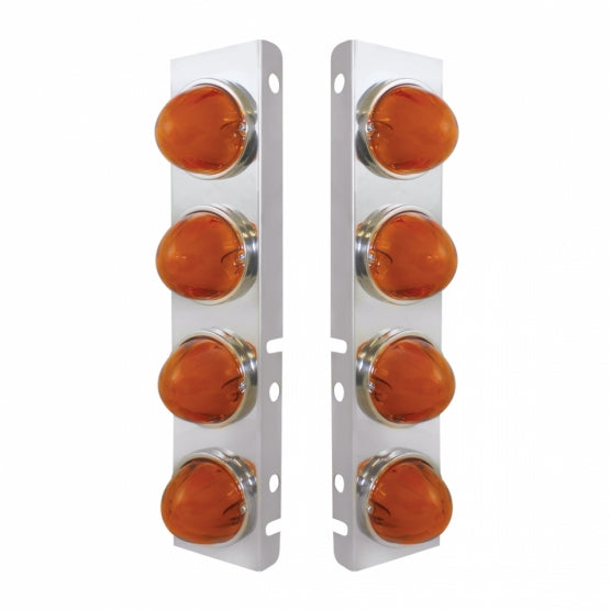 SS Front Air Cleaner Bracket With 8X 9 Amber LED Watermelon GloLight For PB Trucks -Amber Lens