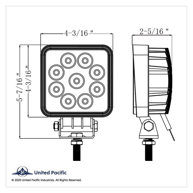 9 High Power LED Square Work Light - Flood