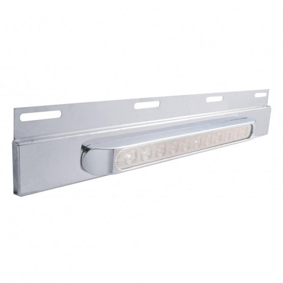 Stainless Top Mud Flap Plate With 11 LED 17" Light Bar &amp; Bezel - Amber LED/Clear Lens (Each)