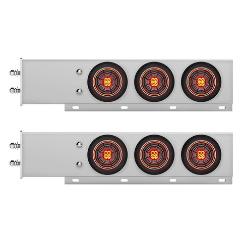 2-1/2" Bolt Pattern Chrome Spring Loaded Bar W/6X 4" 13 LED Abyss Lights - Red LED/Clear Lens (Pair)