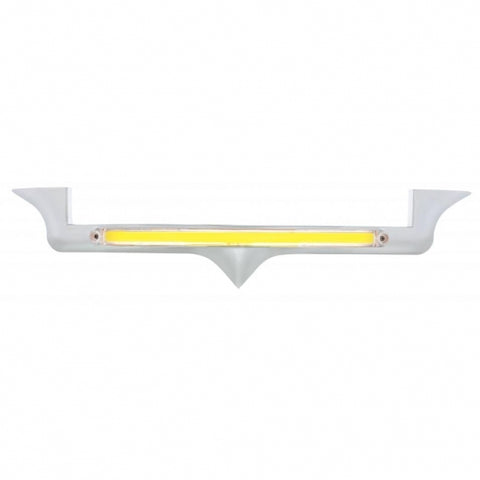 Chrome Hood Emblem Trim With 24 LED GloLight Bar For Kenworth - Amber LED/Clear Lens