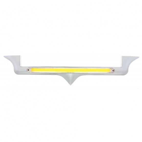 Chrome Hood Emblem Trim With 24 LED GloLight Bar For Kenworth - Amber LED/Clear Lens