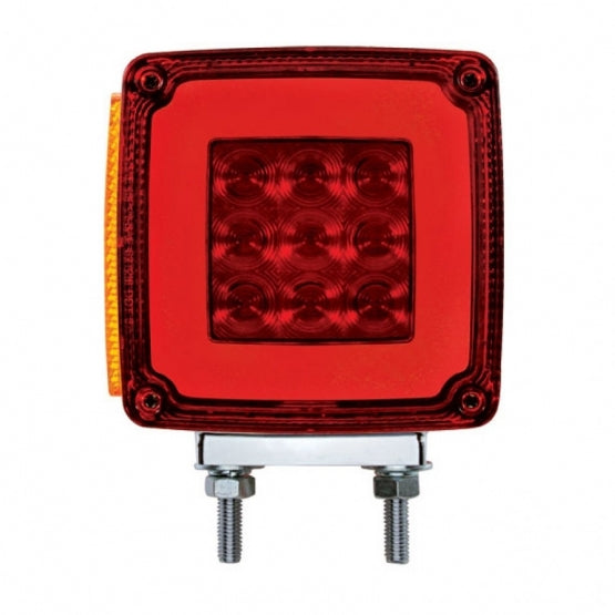 53 LED Double Stud Double Face GloLight With Side Marker (Turn Signal) Driver - Amber & Red LED/Amber & Red Lens