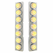 SS Front Air Cleaner Bracket With 14X 9 Amber LED 2" Beehive Lights & Bezels For KW Trucks -Clear Lens