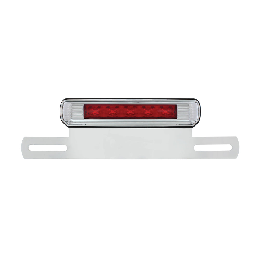 Chrome License Plate Light &amp; Bracket With Red LED 3rd Brake Light - Red LED/Red Lens