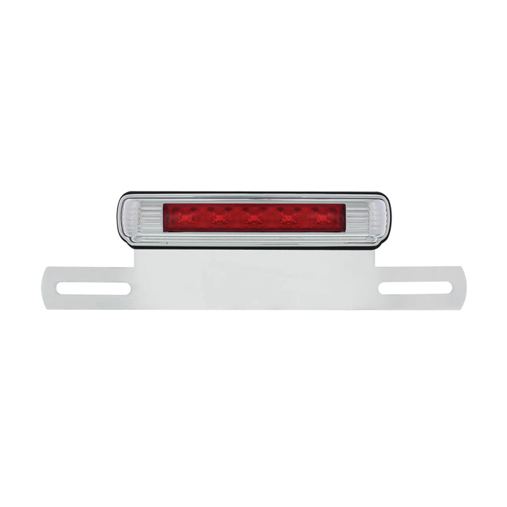 Chrome License Plate Light &amp; Bracket With Red LED 3rd Brake Light - Red LED/Red Lens