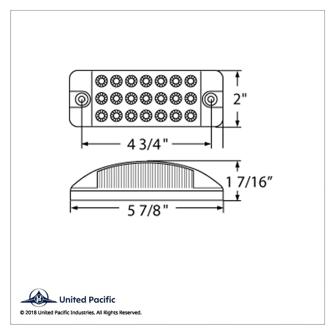 21 LED Reflector Rectangular Light (Clearance/Marker) - Amber LED/Amber Lens