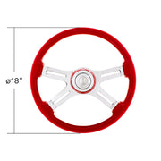 18" 4 Spoke Steering Wheel With Color Matching Horn Bezel - Indigo Red