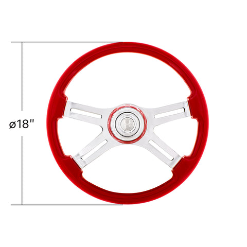 18" 4 Spoke Steering Wheel With Color Matching Horn Bezel - Indigo Red