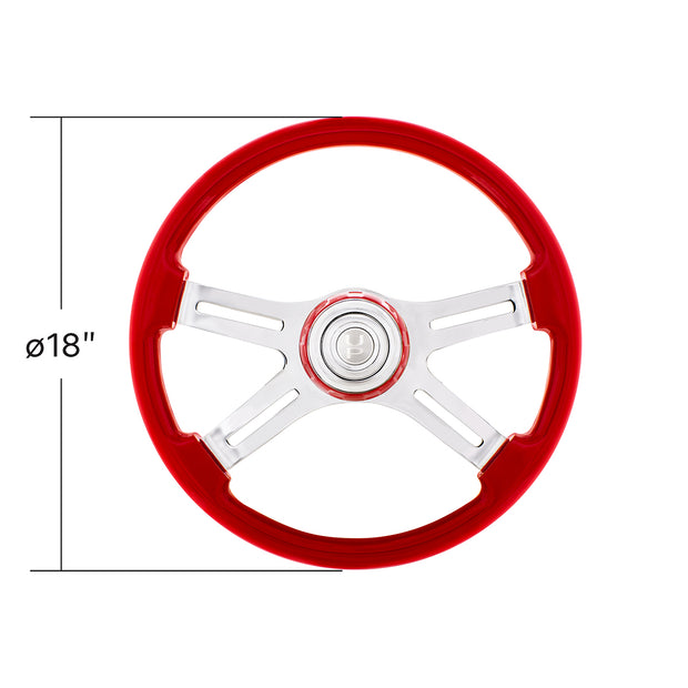 18" 4 Spoke Steering Wheel With Color Matching Horn Bezel - Indigo Red