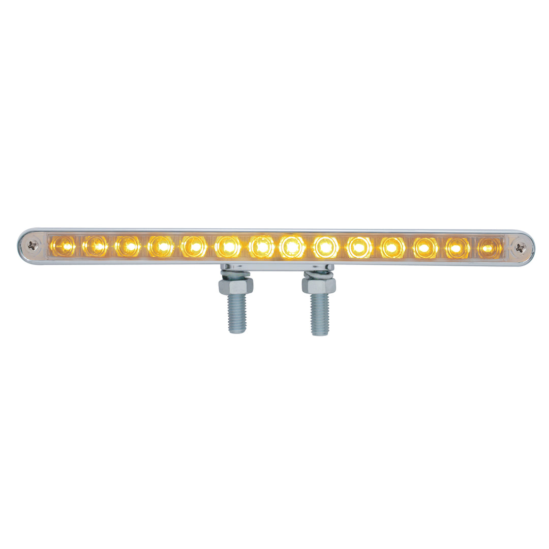 28 LED 12" Double Face Light Bar - Amber &amp; Red LED/Chrome Lens