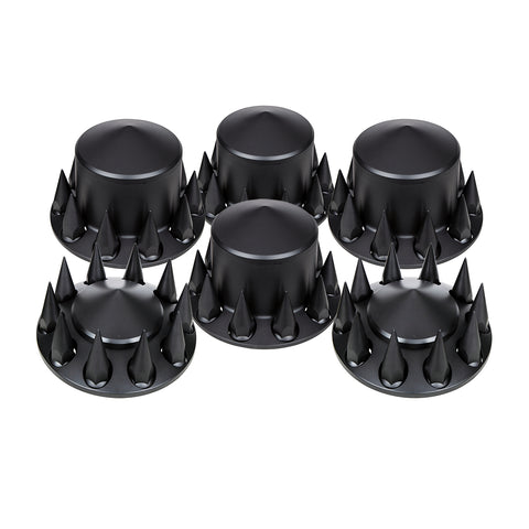 Pointed Axle Cover Combo Kit With 33mm Spike Thread-On Nut Covers & Nut Cover Tool - Matte Black