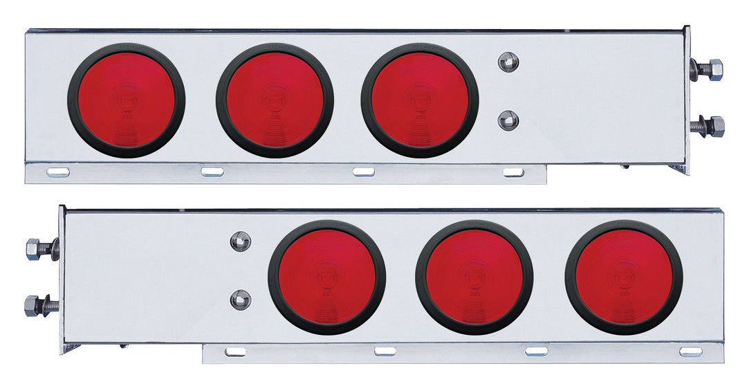 2-1/2" Bolt Pattern Stainless Spring Loaded Light Bar With 6X 4" Lights &amp; Grommets (Pair)