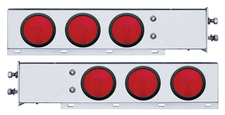 2-1/2" Bolt Pattern Stainless Spring Loaded Light Bar With 6X 4" Lights &amp; Grommets (Pair)