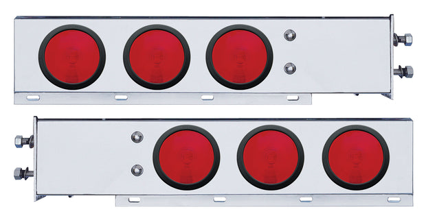 2-1/2" Bolt Pattern Stainless Spring Loaded Light Bar With 6X 4" Lights & Grommets (Pair)